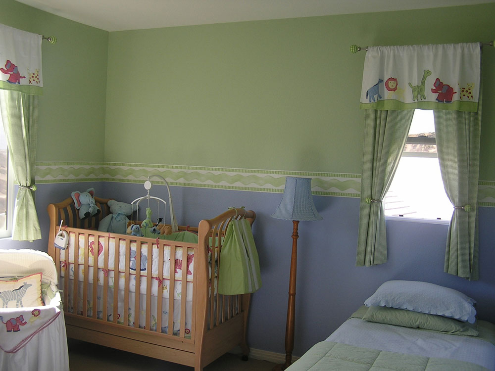 Before: Hand Painted Nursery Mural borders with animals to match Pottery barn decor - Painted on top