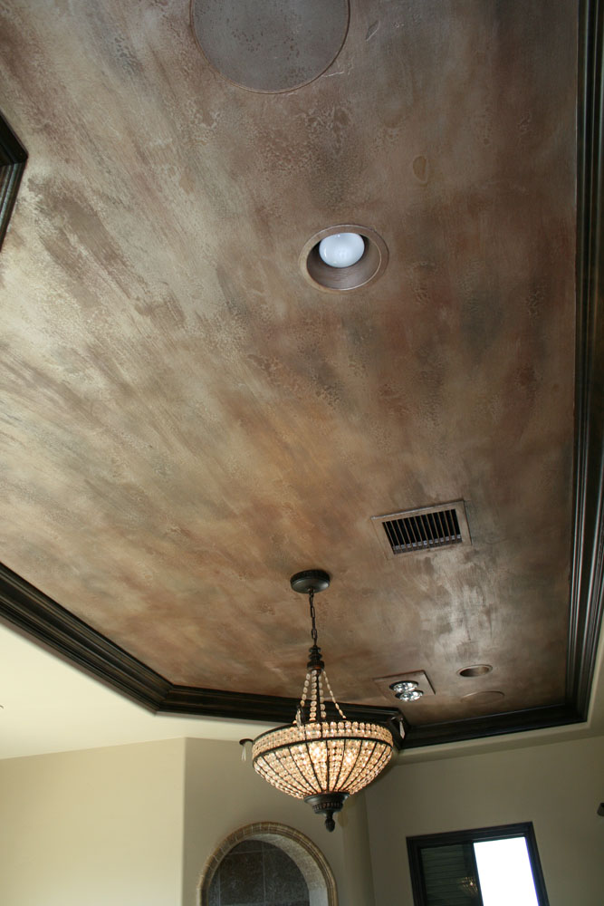 Tall distressed metal Faux Painted Finish Ceiling