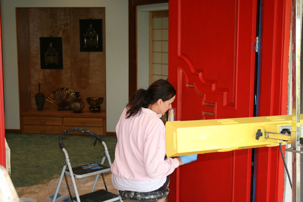 Process: Plain white transformed into Asian inspired Faux Finish Doors 