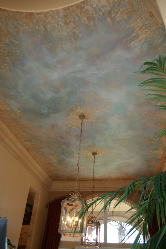 Tall Light Blue Sky Painted Textured Ceiling Faux Finish & multiple colors