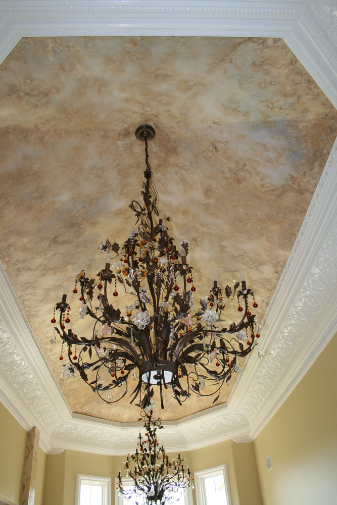 Tall Golden Sky Painted Textured Ceiling Faux Finish 