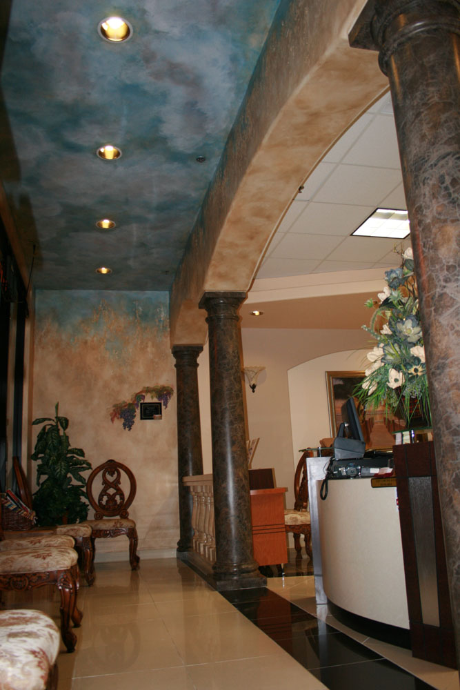 After: Faux Finish Celiing of Creative Nail Salon - Sky Celiing with textured glazed walls