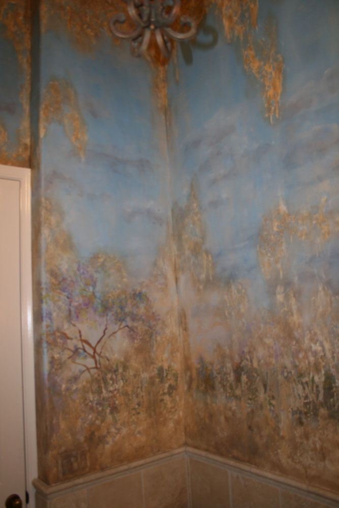Landscape Murals Faux painted Italian villa with textured plaster to a 10