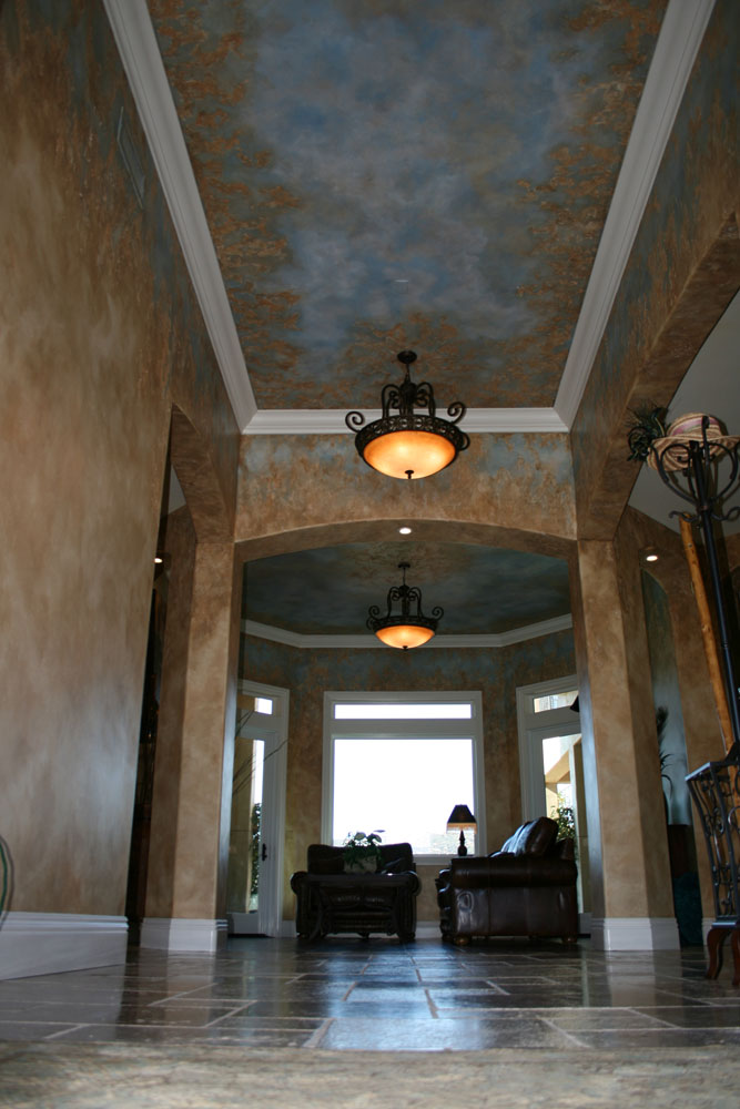 Tall Sky Painted Textured Ceiling Faux Finish - Light blues
