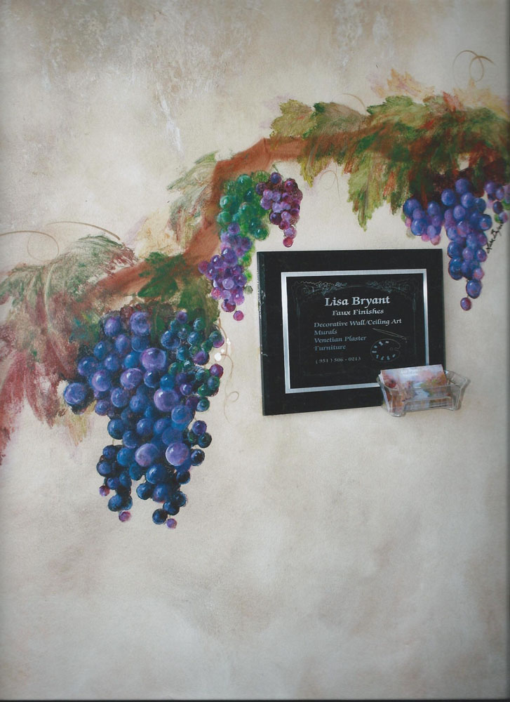 After: Faux Finish grapes on the wall of Creative Nail Salon - Sky Celiing with textured glazed wall