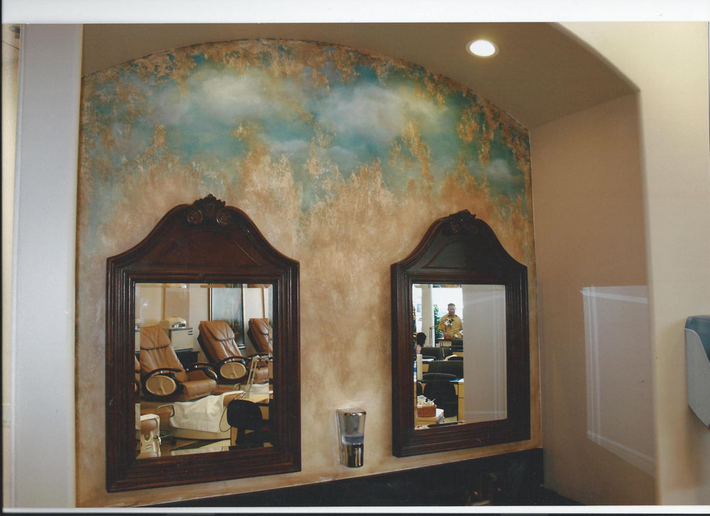 After: Faux Finish walls of Creative Nail Salon - Sky Celiing with textured glazed walls, Ragging, s