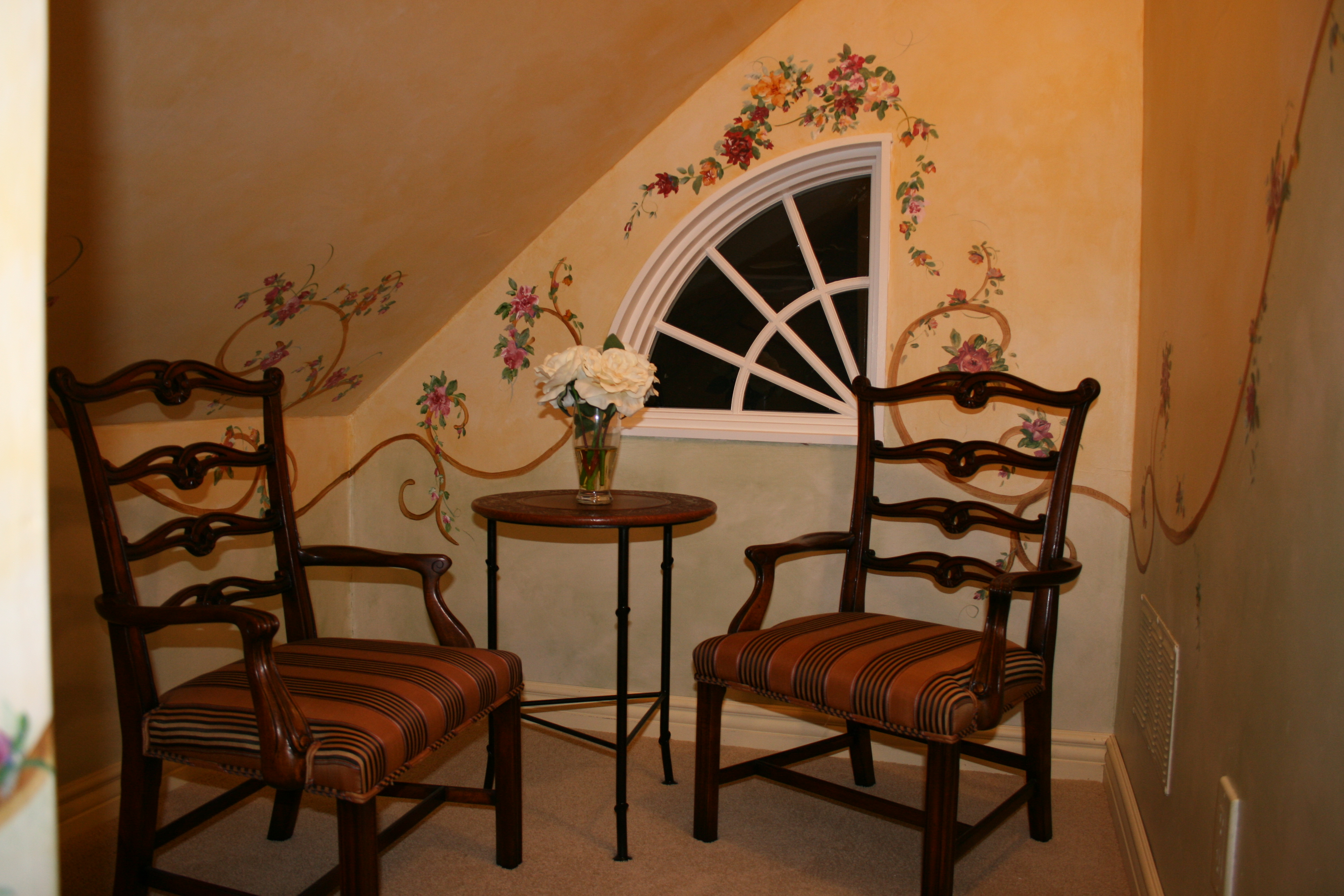 American Doll Furniture Room - Hand painted vines & Scrolls in a children's play room Vines & Scroll