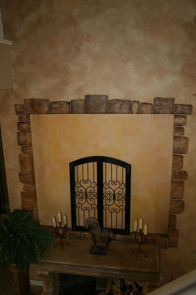 Trompe l'oeil stone with Faux Finish wall